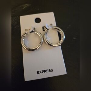 Express Silver Classic Hoop Earrings